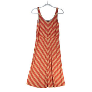 NEW Angie Midi Dress Womens S Orange Diagonal Stripe Sheath Sleeveless Stretch